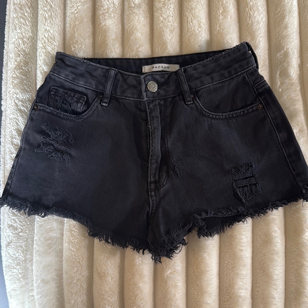 PacSun Black Jean Shorts Vintage Distressed